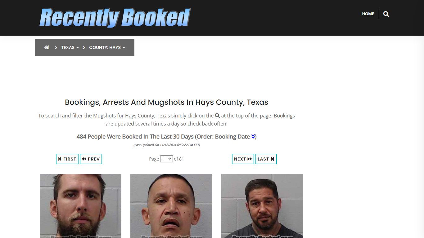 Bookings, Arrests and Mugshots in Hays County, Texas - Recently Booked